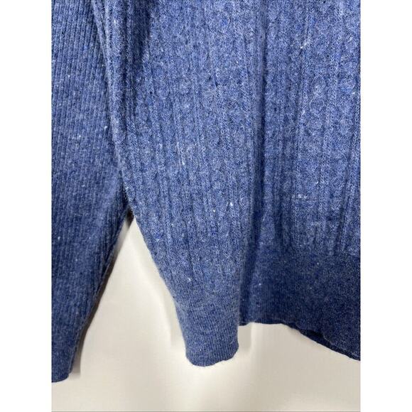 Joseph Abboud Blue Wool Blend Cable Knit Sweater XL Mens Elbow Patches Preppy - Picture 4 of 9